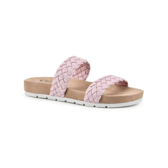 Cliffs by White Mountain Womens Truly Braided Cushioned Footbed Slide Sandals