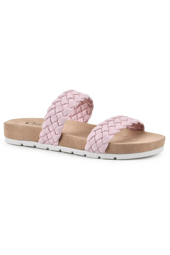 Womens Truly Braided Cushioned Footbed Slide Sandals