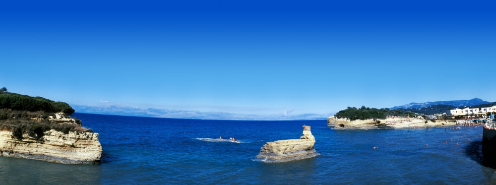 Cliffs in Ionian Sea Corfu Ionian Islands Greece Canvas Art - Panoramic Images (36 x 12)