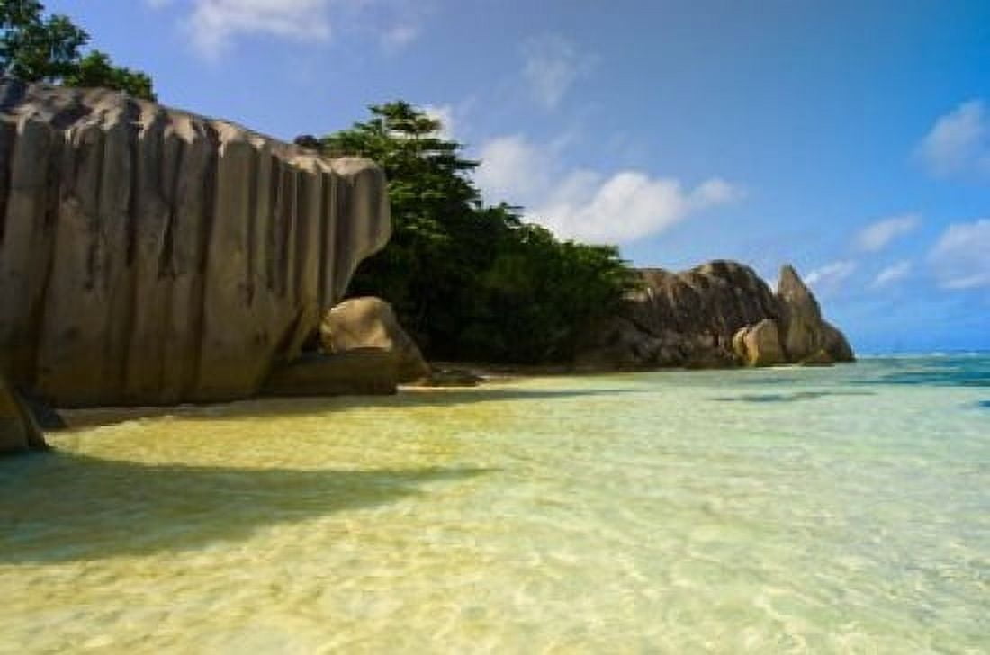 Cliffs of Anse-Source DArgent Seychelles Africa Canvas Art - Alison Wright DanitaDelimont (34 x 23)