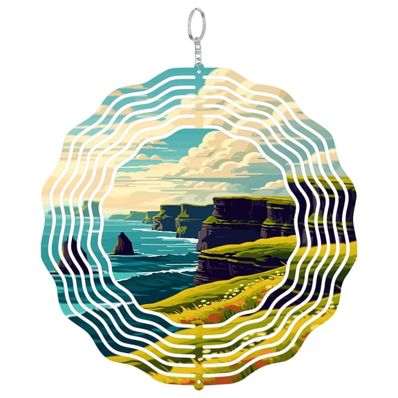 Cliffs of Moher 3D Wind Spinner Kinetic Yard Art Garden Hanging Decor Stainless Steel