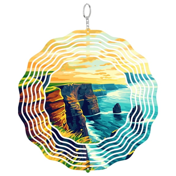 Cliffs of Moher 3D Wind Spinner Laser Cut Metal Hanging Ornament Patio Decor Ireland Wild Atlantic Way Gift
