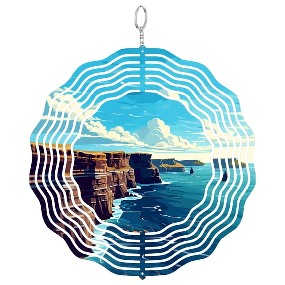 Cliffs of Moher Wind Spinner, 3D Kinetic Ireland Coast Yard Art Decoration