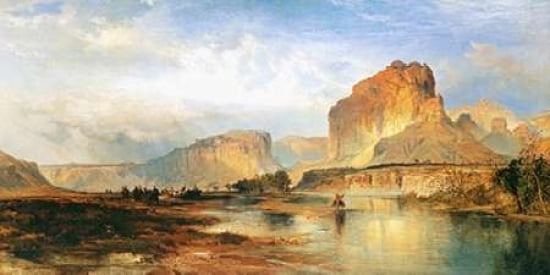 Cliffs of the Green River Canvas Art - Thomas Moran (10 x 20)