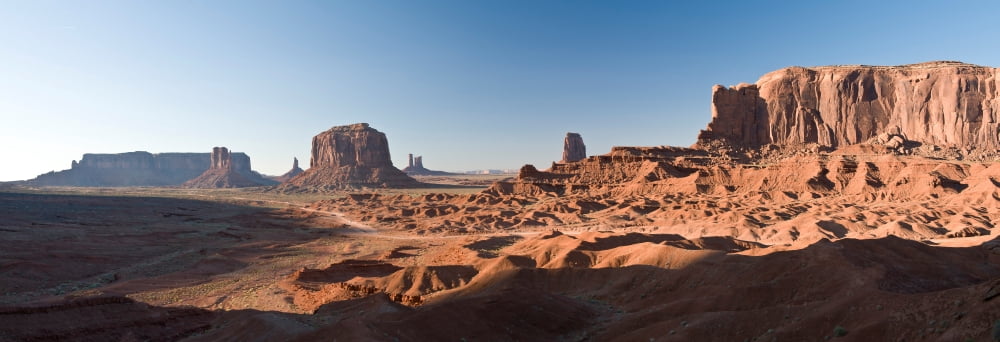 Cliffs on a landscape Monument Valley Monument Valley Tribal Park Utah USA Canvas Art - Panoramic Images (36 x 12)