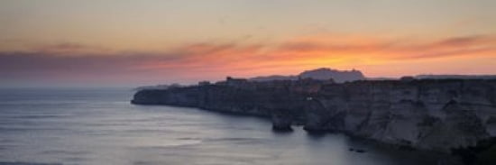 Cliffs on the coast at dusk Bonifacio Corsica France Canvas Art - Panoramic Images (36 x 12)