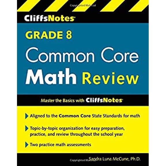 Pre-Owned Cliffsnotes Grade 8 Common Core Math Review Paperback - USED