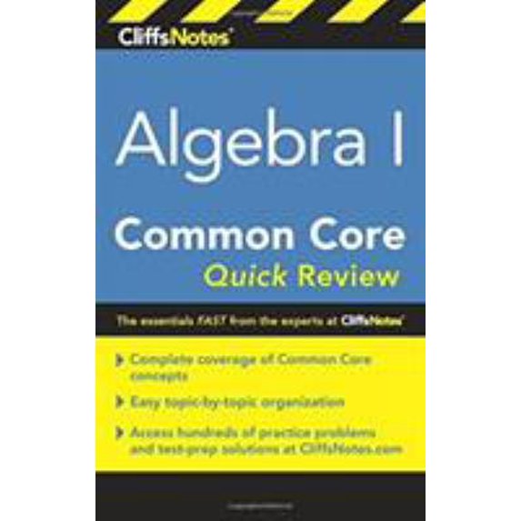 Pre-Owned CliffsNotes Algebra I Common Core Quick Review Paperback