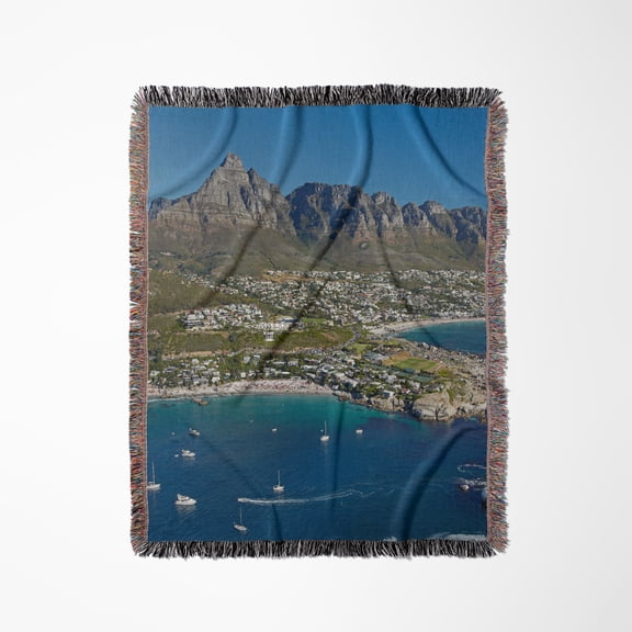 Clifton Beach And Camps Bay, Table Mountain, Cape Town, South Africa., Woven Blanket