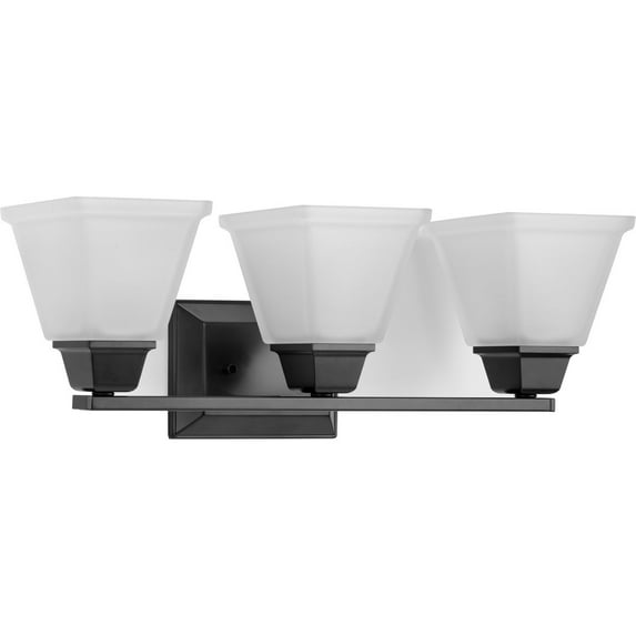 Clifton Heights Collection Three-Light Modern Farmhouse Matte Black Etched Glass Bath Vanity Light