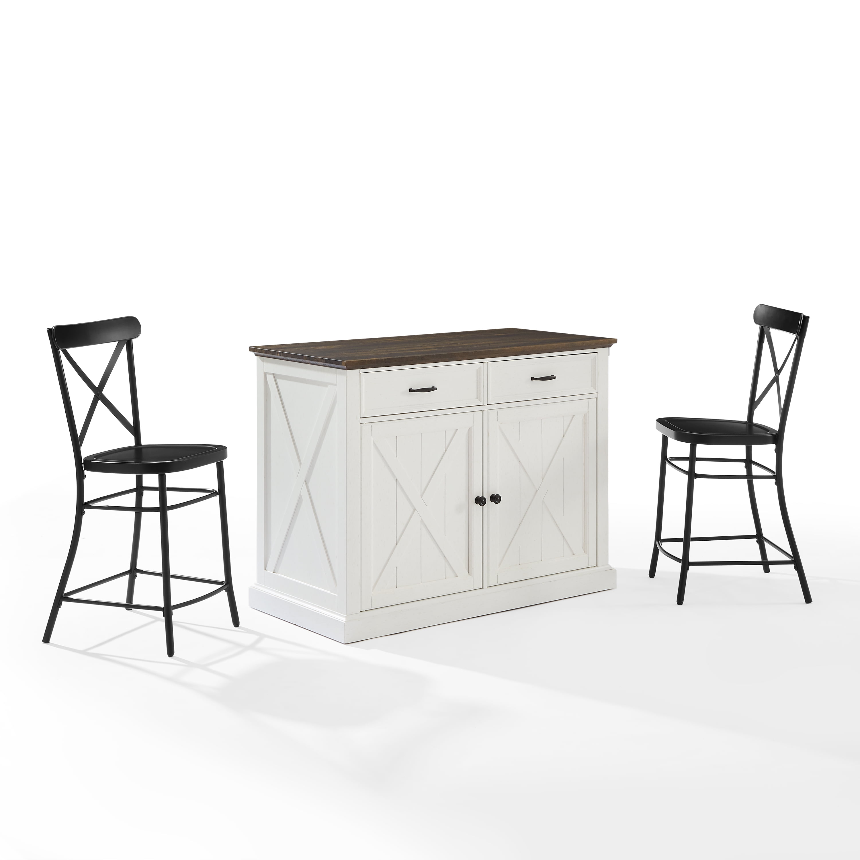Clifton Kitchen Island with Camille Stool Kitchen Island & 2 Stools