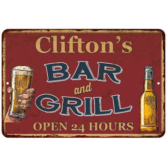 Clifton's Red Bar and Grill Rustic Sign Decor 8x12 208120045850