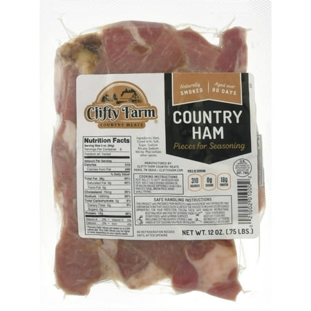 Clifty Farm, Pork, Salt Cured Country Ham Seasoning Pieces, Mixed Lean/Fat, Shelf-Stable, 12 oz