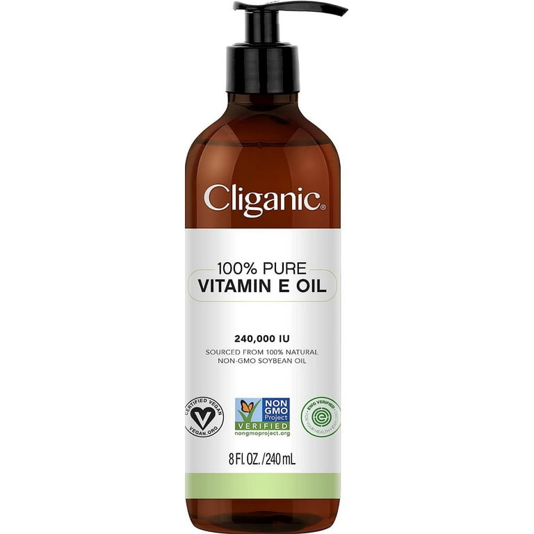 Cliganic 100% Pure Vitamin E Oil for Skin, Hair & Face - 30,000 IU, Non-GMO Verified | Natural D-Alpha Tocopherol