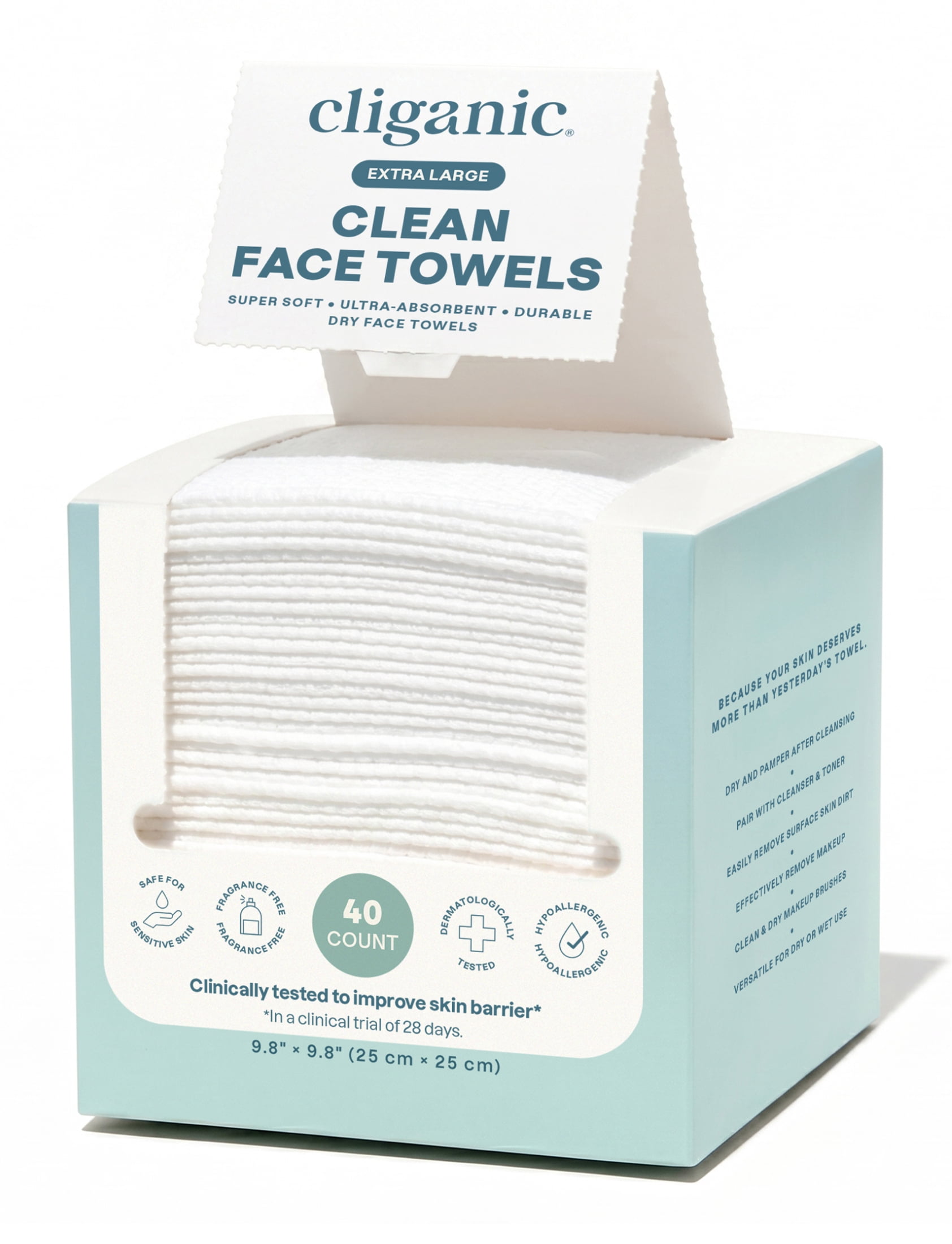 Cliganic Disposable Extra Large Hypoallergenic Clean Face Towels