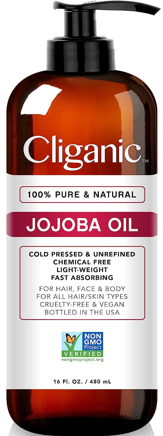 Cliganic USDA Organic Jojoba Oil, 100% Pure (2oz), Natural Cold Pressed  Unrefin