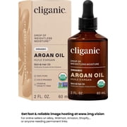 Cliganic Organic Argan Oil for Hair and Face, Light Moisturizer for All Hair Types, 2 fl oz