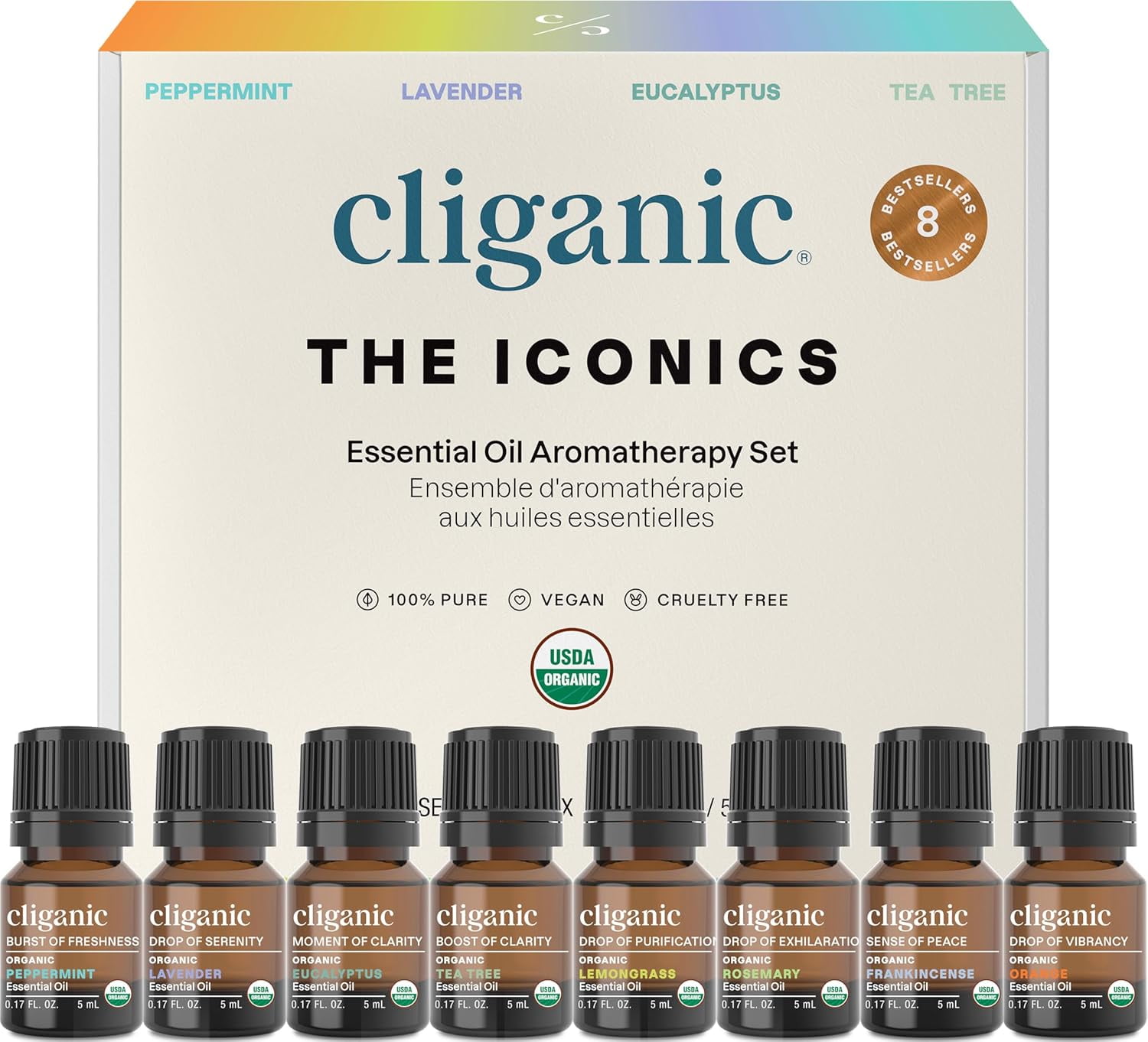 Cliganic Organic 5ml Essential Oils Aromatherapy Set