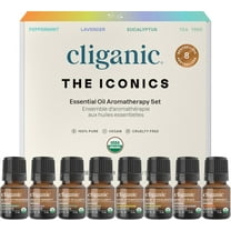 Cliganic Organic Aromatherapy Set - Top 8 Essential Oils - 8x0.17oz