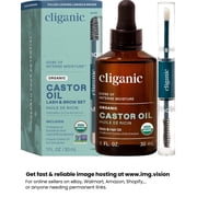 Cliganic Organic Castor Oil with Eyelash Kit for Eyebrows, Eyelashes, Hair & Skin - 1 fl oz