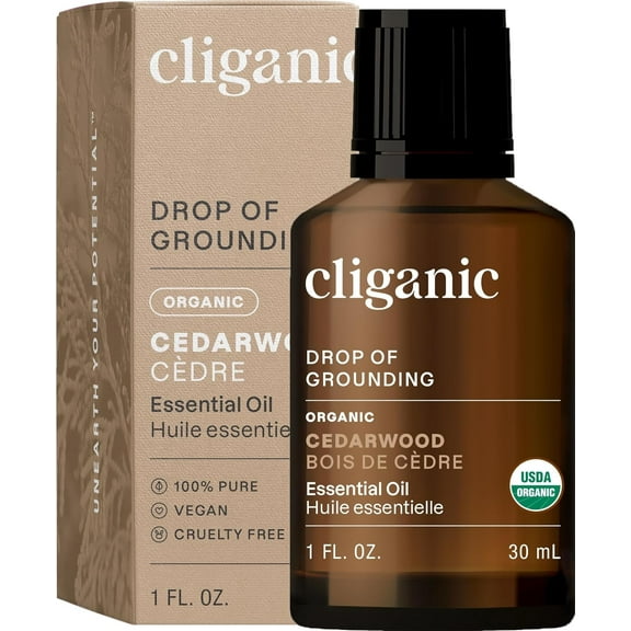 Cliganic Organic Cedarwood Essential Oil - 100% Pure Natural Undiluted, for Aromatherapy Diffuser | Non-GMO Verified