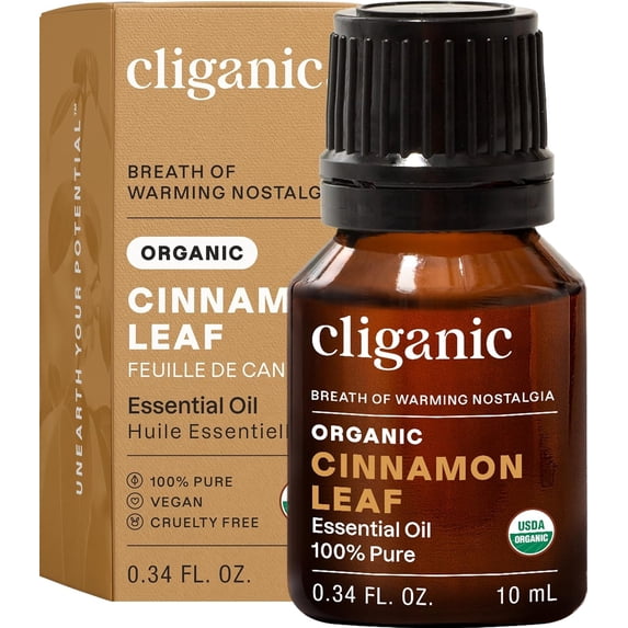 Cliganic Organic Cinnamon Leaf Essential Oil, 100% Pure Natural for Aromatherapy | Non-GMO Verified