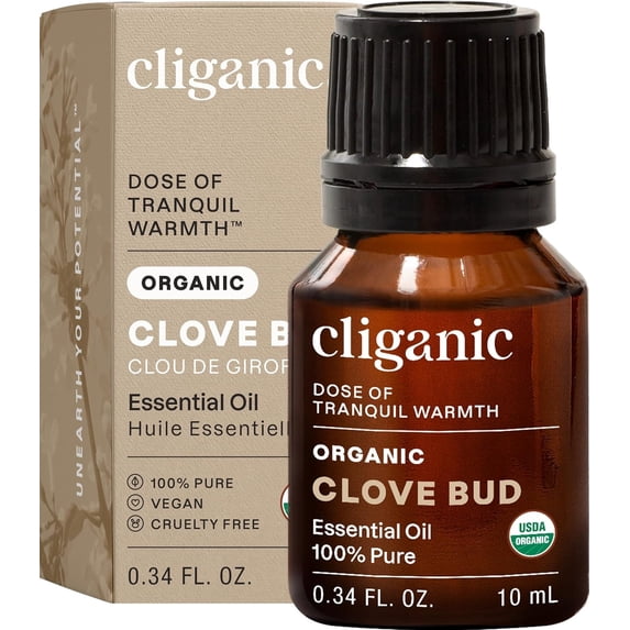 Cliganic Organic Clove Bud Essential Oil, 100% Pure Natural for Aromatherapy | Non-GMO Verified