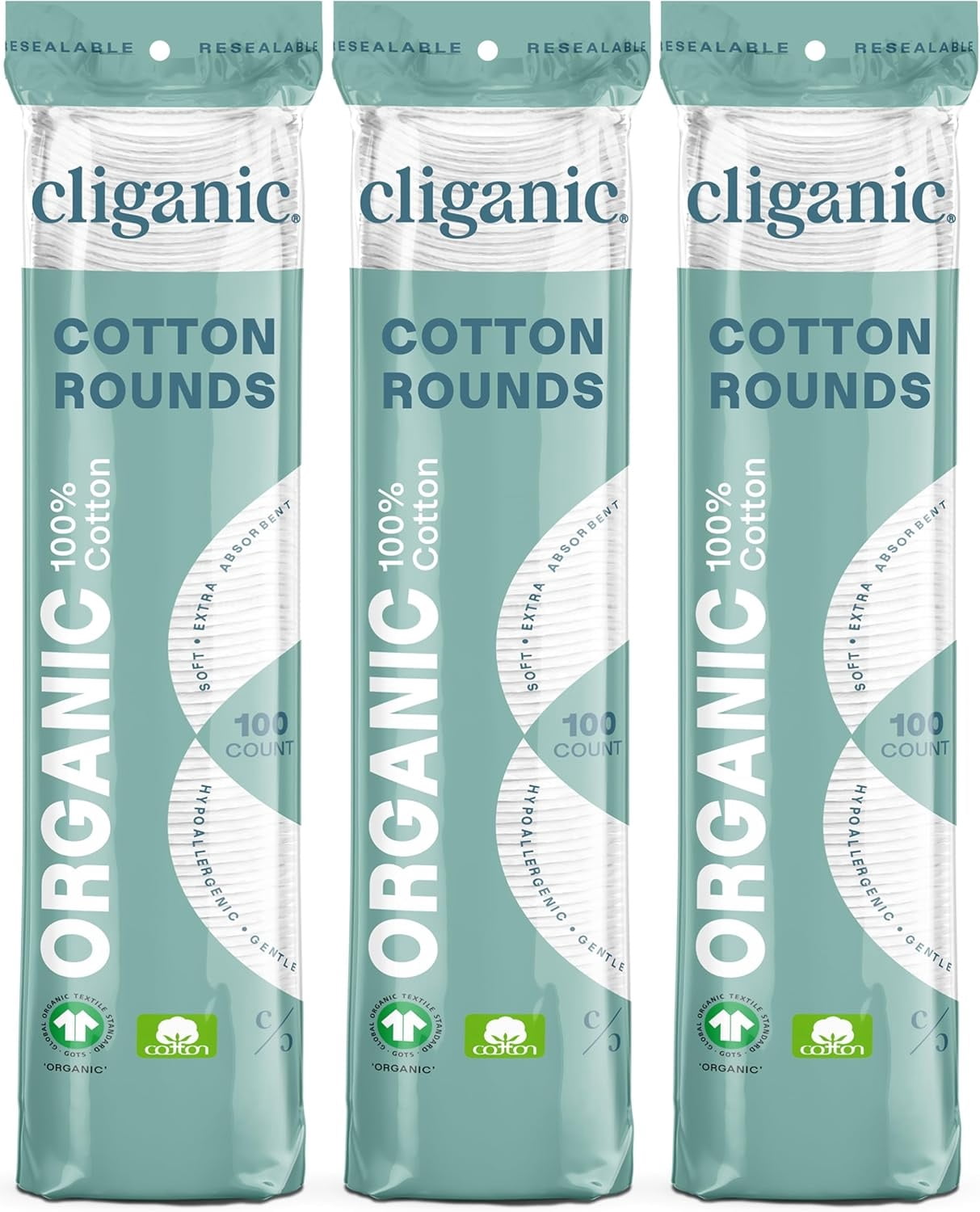 Cliganic Premium Cotton Rounds, Hypoallergenic Multi-Layer Makeup Remover Cotton Pads, Lint-Free, 300 Count