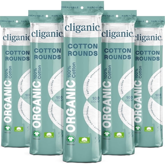 Cliganic Hypoallergenic Cotton Rounds, Multi-Layer Makeup Remover Cotton Pads, Lint-Free, 500 Count