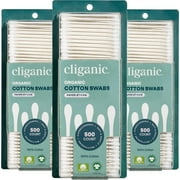 Cliganic Organic Cotton Swabs, 1500 Count - 100% Pure Natural Cotton, Chlorine-Free Hypoallergenic, Soft, Gentle & Absorbent Buds