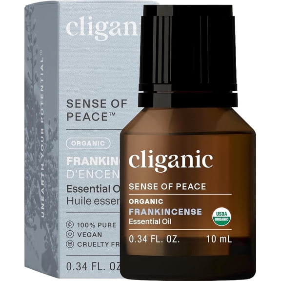 Cliganic Organic Frankincense Oil, Pure Essential Oil for Diffusers and Aromatherapy, 0.34 fl oz