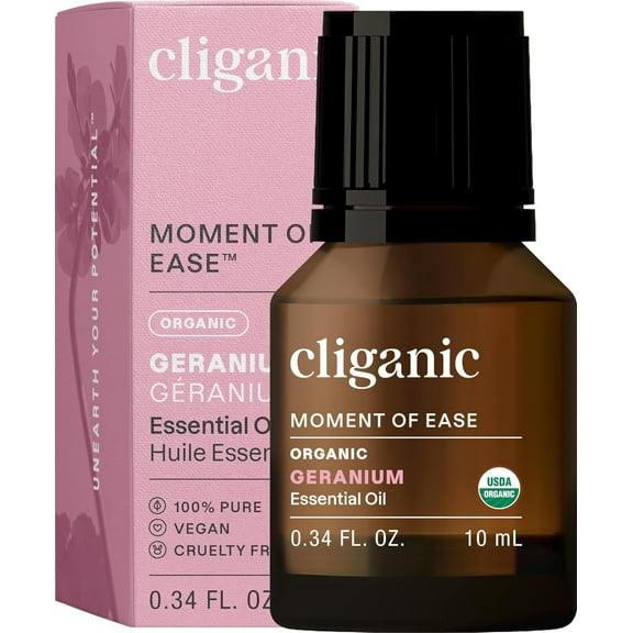 Cliganic Organic Geranium Essential Oil, 100% Pure Natural for Aromatherapy | Non-GMO Verified