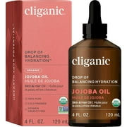 Cliganic Organic Jojoba Oil, 100% Pure (4oz) | Moisturizing Oil for Face, Hair, Skin & Nails | Natural Cold Pressed Hexane Free | Base Carrier Oil