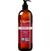 Cliganic Organic Jojoba Oil 32 oz, 100% Pure | Bulk, Natural Cold Pressed Unrefined Hexane Free Oil for Hair & Face