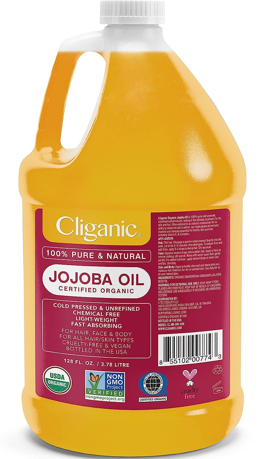 Cliganic Jojoba Oil Non-GMO 16oz 100% Pure Natural Cold Pressed Unrefined