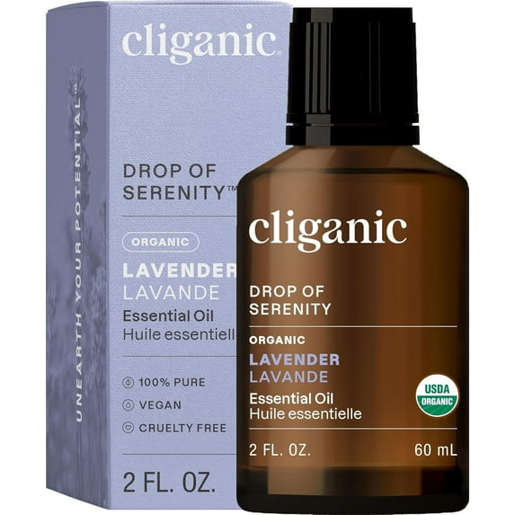 Cliganic Organic Lavender Essential Oil - 100% Pure Natural for Aromatherapy Diffuser | Non-GMO Verified