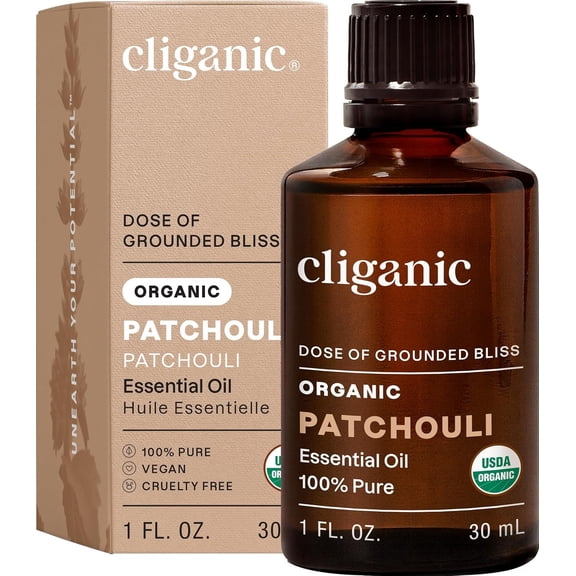 Cliganic Organic Patchouli Essential Oil - 100% Pure Natural for Aromatherapy Diffuser | Non-GMO Verified
