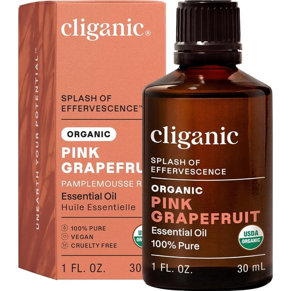 Cliganic Organic Pink Grapefruit Essential Oil, 100% Pure Natural for Aromatherapy | Non-GMO Verified