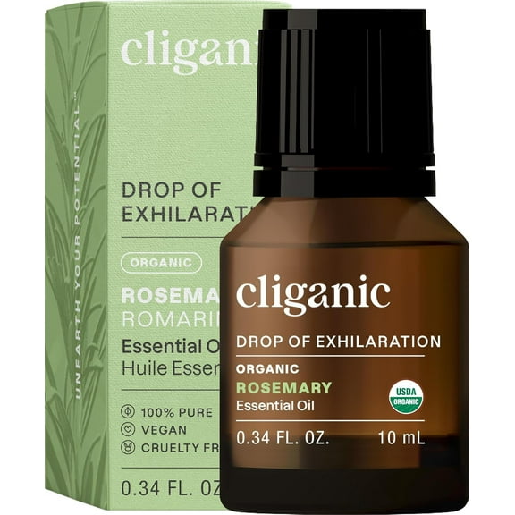 Cliganic Organic Rosemary Essential Oil, 100% Pure Natural, for Hair, Skin, Aromatherapy | Non-GMO Verified