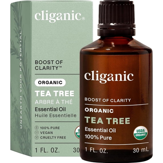 Cliganic Organic Tea Tree Essential Oil, 100% Pure Natural, for Aromatherapy | Non-GMO Verified