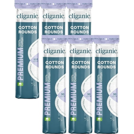 Cliganic Premium Cotton Rounds for Face (540 Count) | Makeup Remover Pads, Hypoallergenic, Lint-Free | 100% Pure Cotton
