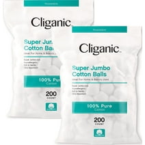 Cliganic Super Jumbo Cotton Balls (400 Count) - Hypoallergenic, Absorbent, Large Size, 100% Pure
