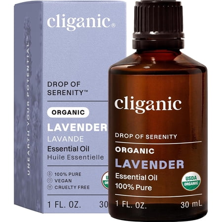 Cliganic USDA Organic Lavender Essential Oil, 1oz - 100% Pure Natural Undiluted, for Aromatherapy Diffuser | Non-GMO Verified