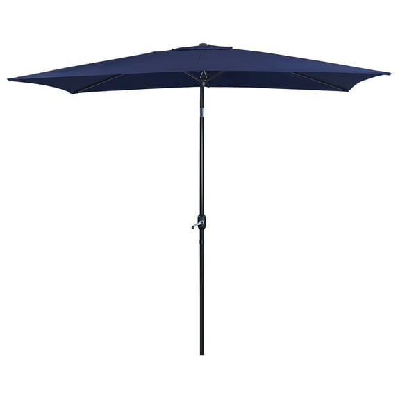 Clihome 10' x 6'5 Aluminum Rectangular Market Umbrella Navy Blue