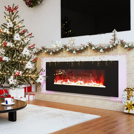 Clihome 1500W Wall-Mount Fireplace with Multicolor Flame