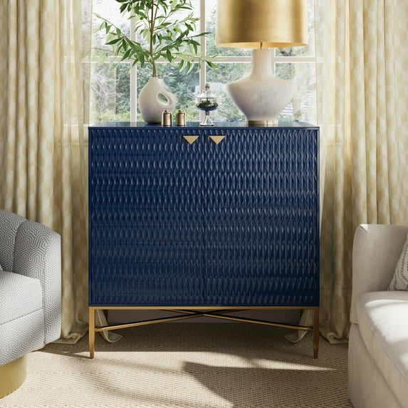 Clihome 2 Door Accent Cabinet, Blue Storage Cabinet Buffet Sideboard