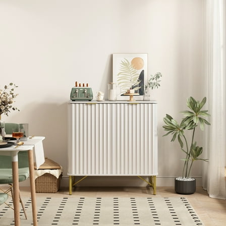 Clihome 2-Door Accent Sideboard Storage Cabinet, Modern Buffet Sideboards, White