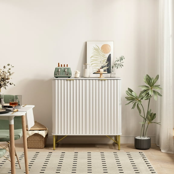 Clihome 2-Door Accent Sideboard Storage Cabinet, Modern Buffet Sideboards, White