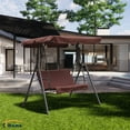 thumbnail image 1 of Clihome  2 Person Outdoor Porch Swing with Removable Cushions Coffee, 1 of 5