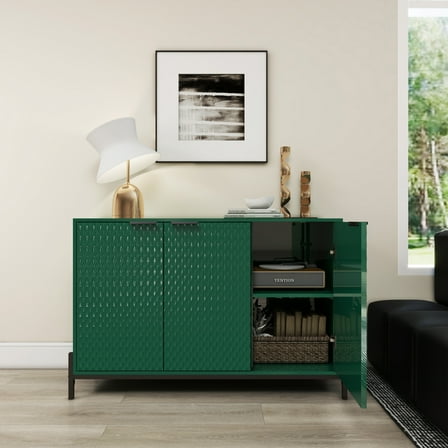 Clihome 3-Door Accent Storage Cabinet, Modern Buffet Credenzas Sideboard, Green